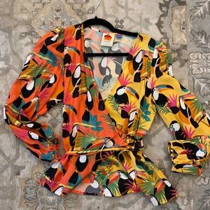 Farm rio for Anthropologie 2021 Toucan Wrap Top